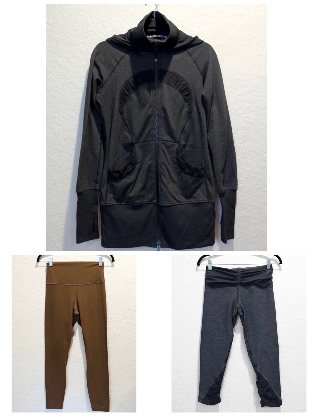 Lululemon Lot of 3 Size 6 - Two Leggings and One Dance Studio Jacket/Hoodie